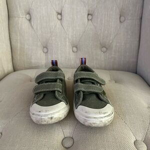 Old Navy Olive Green Canvas Velcro Sneakers with White Toe Caps